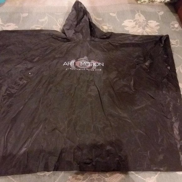 Monticello Motor Club Black Rain Poncho perfect with Tag Aqua Sheen - Picture 5 of 7